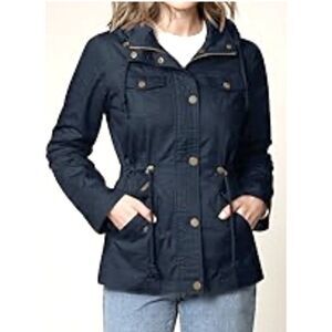 ashley by 26 international jacket navy blue Long Sleeve Utility Hood Large
